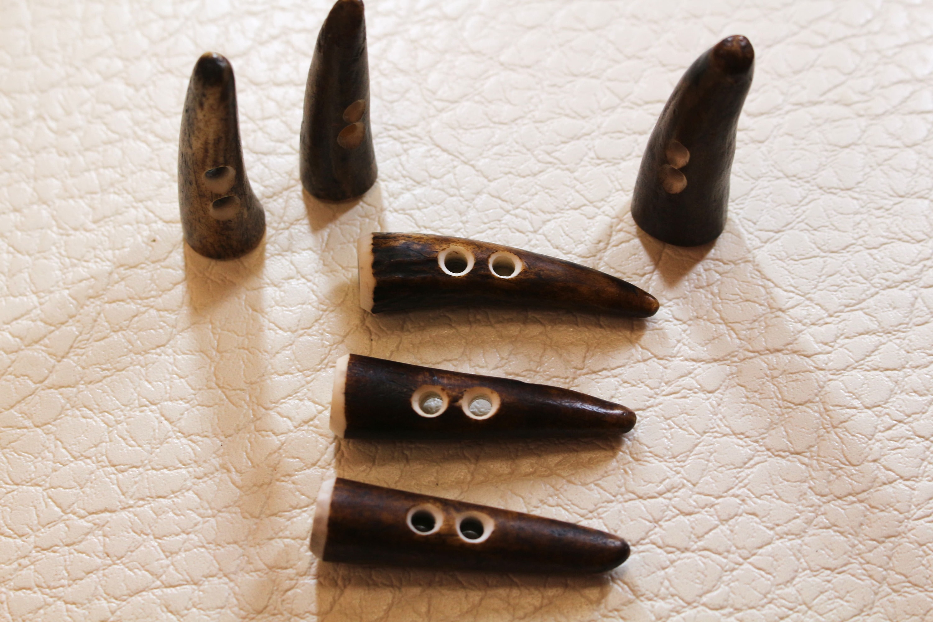 Deer Antler Buttons Made From Deer Antler Tips 50 mm - 2 Hole