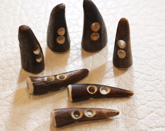 Deer Antler Sewing Buttons – Natural 2-Hole, 40mm