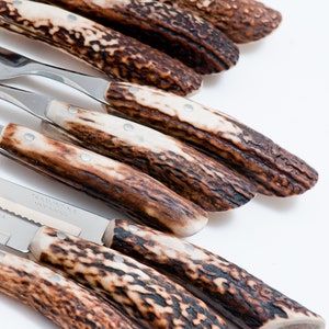 Kitchen Cutlery, Cutlery Set, Cutlery With Deer Horn Handles, Kitchen Gifts For Men, Unique Mom Gift, Deer Gift, Kitchen Gift Set, Chef Gift image 5