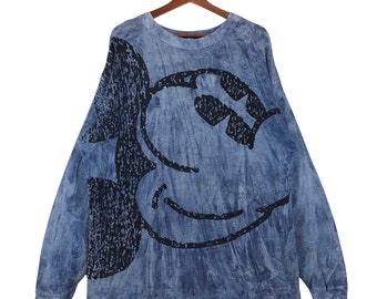 Sudadera vintage de Disneyland Tokio con lavado blanqueado de Mickey Mouse, jersey de jersey, talla mediana