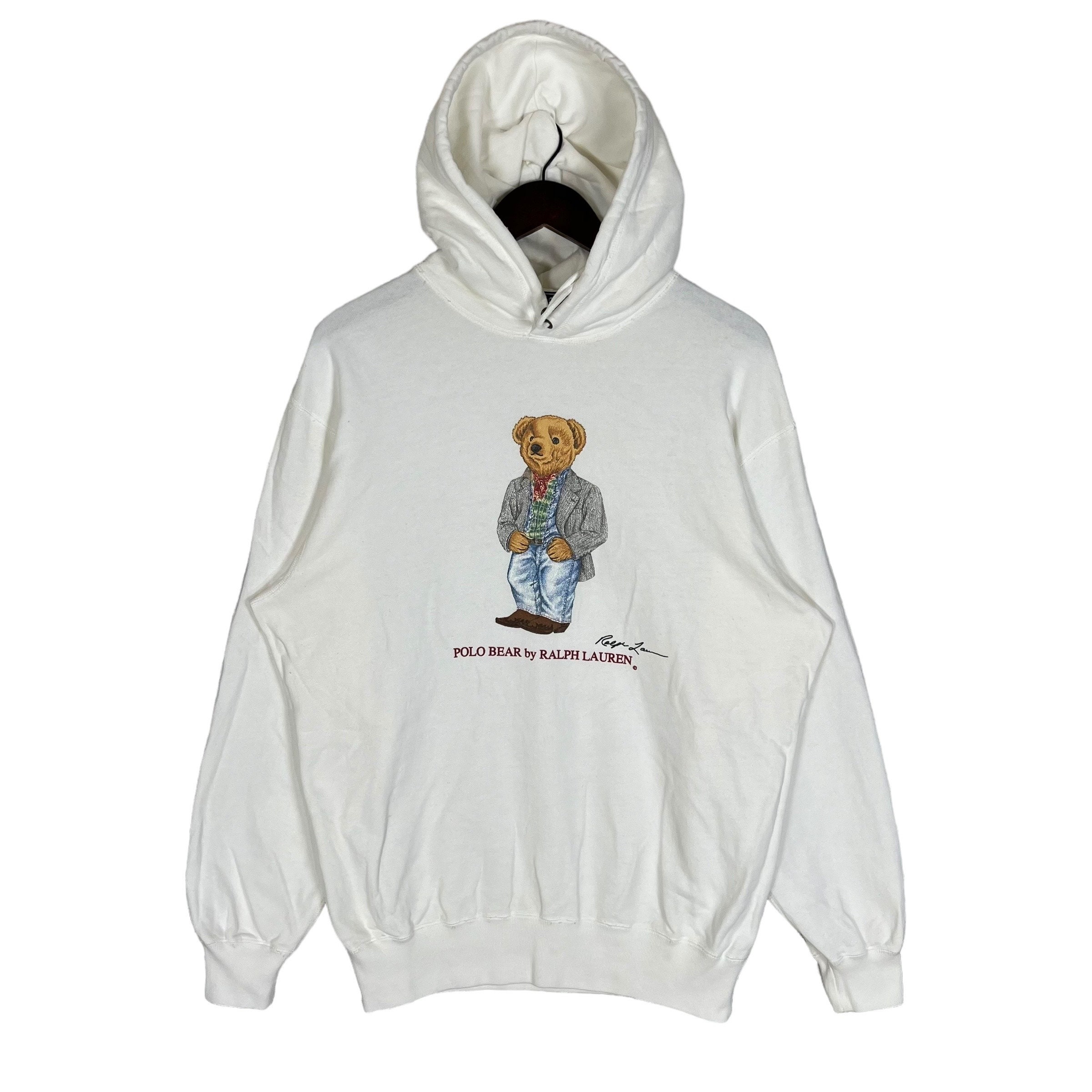 Polo Ralph Lauren 1992 Bear Hoodie Mホワイト Vintage Polo Ralph Lauren Polo Bear Hoodie Sweatshirt