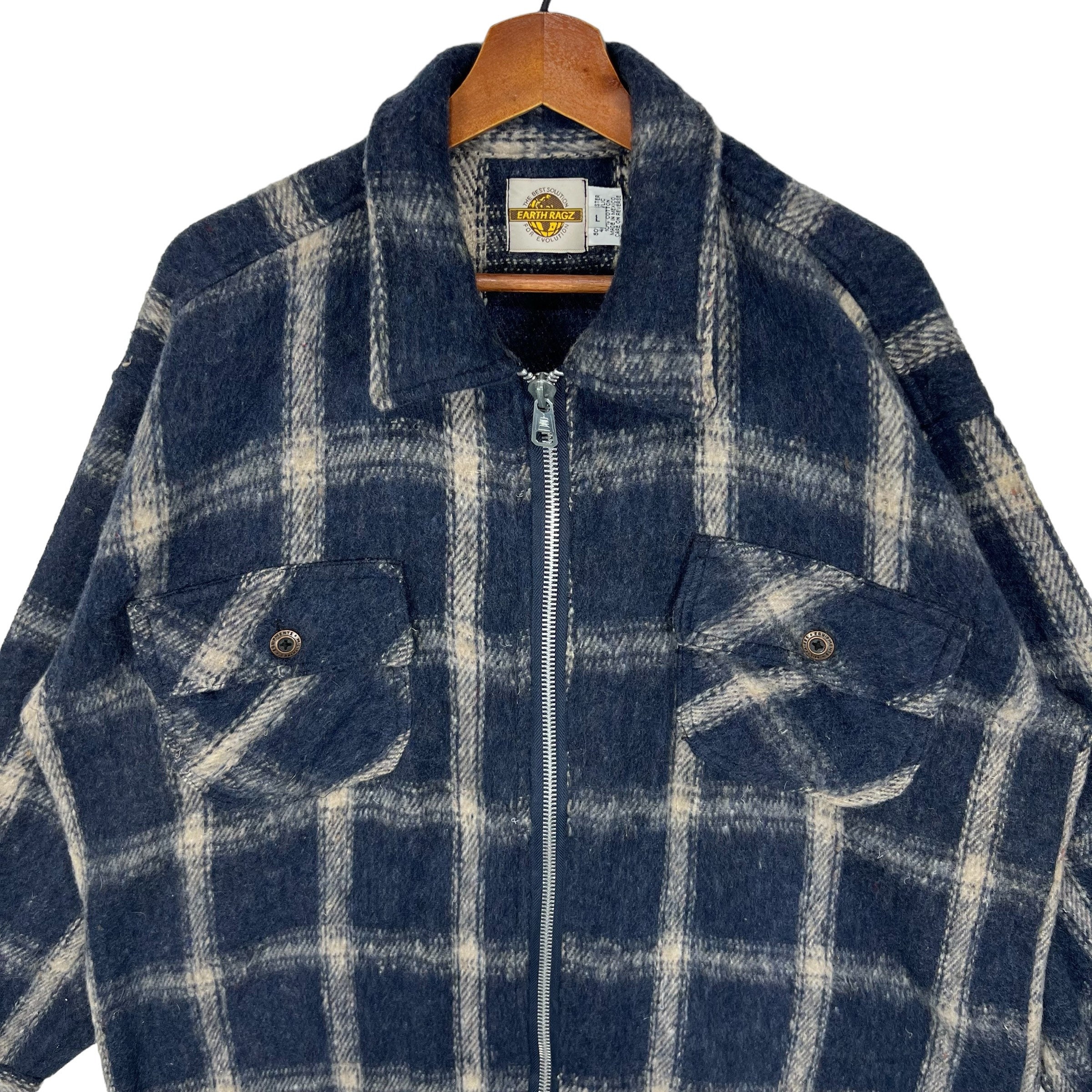 Vintage Earth Rags Mexico Plaid Jacket Earth Ragz Zip up Vintage Earth Rags Mexico Plaid Jacket Earth Ragz Zip up