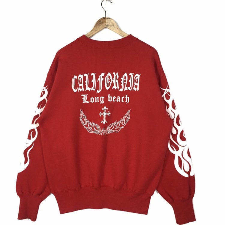 Vintage 90\u2019s California Beach Sweatshirt Long Beach California Los Angeles Pullover Jumper Size M