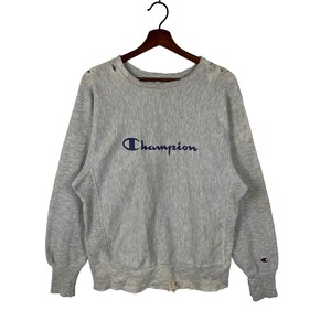 トップス 1950's Champion reverse weave sweatshirt Reverse Weave Crewneck Sweatshirt, White Vintage Script Logo
