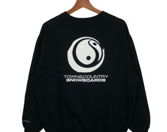 Vintage T&C Snowboards Sweatshirt Crewneck Big Logo Town n Country Sweatshirt Pullover Size Large