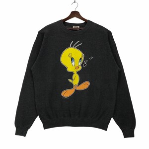 Sudadera vintage de los años 90 con cuello redondo y estampado de dibujos animados de Tweety y Looney Tunes, estilo pájaro, Warner Bros, talla grande, vintage.