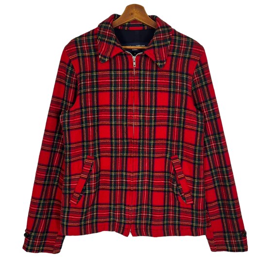 Stunning Comme Des Garcons Homme Tartan Wool Zip up Jacket CDG 