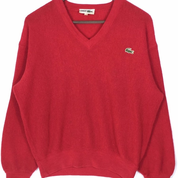 Jumper Pullover Lacoste Wool Lacoste - Lacoste V-neck Red Vintage Jumper Etsy Pullover