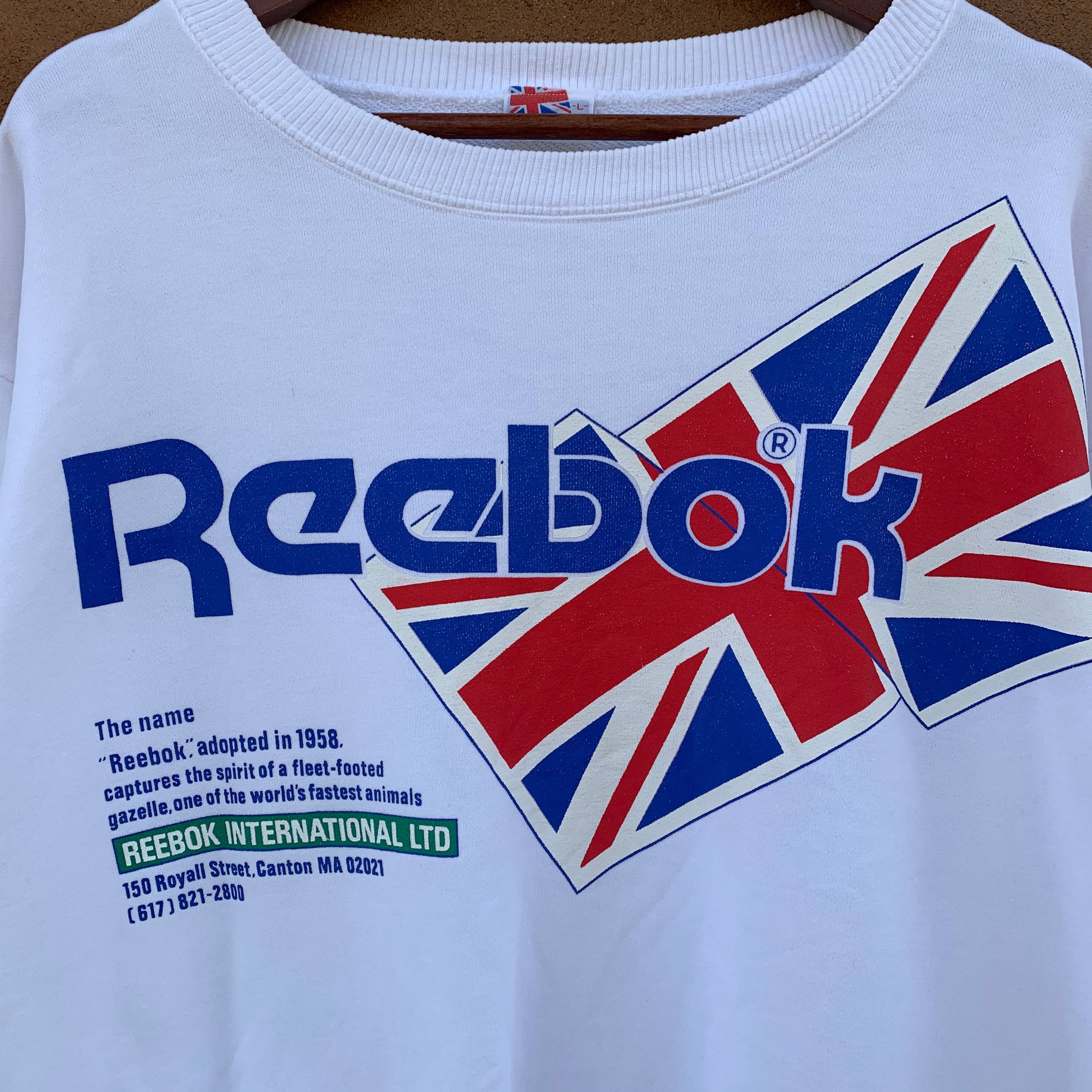 90s Reebok Crewneck Reebok Union Jack Flag -