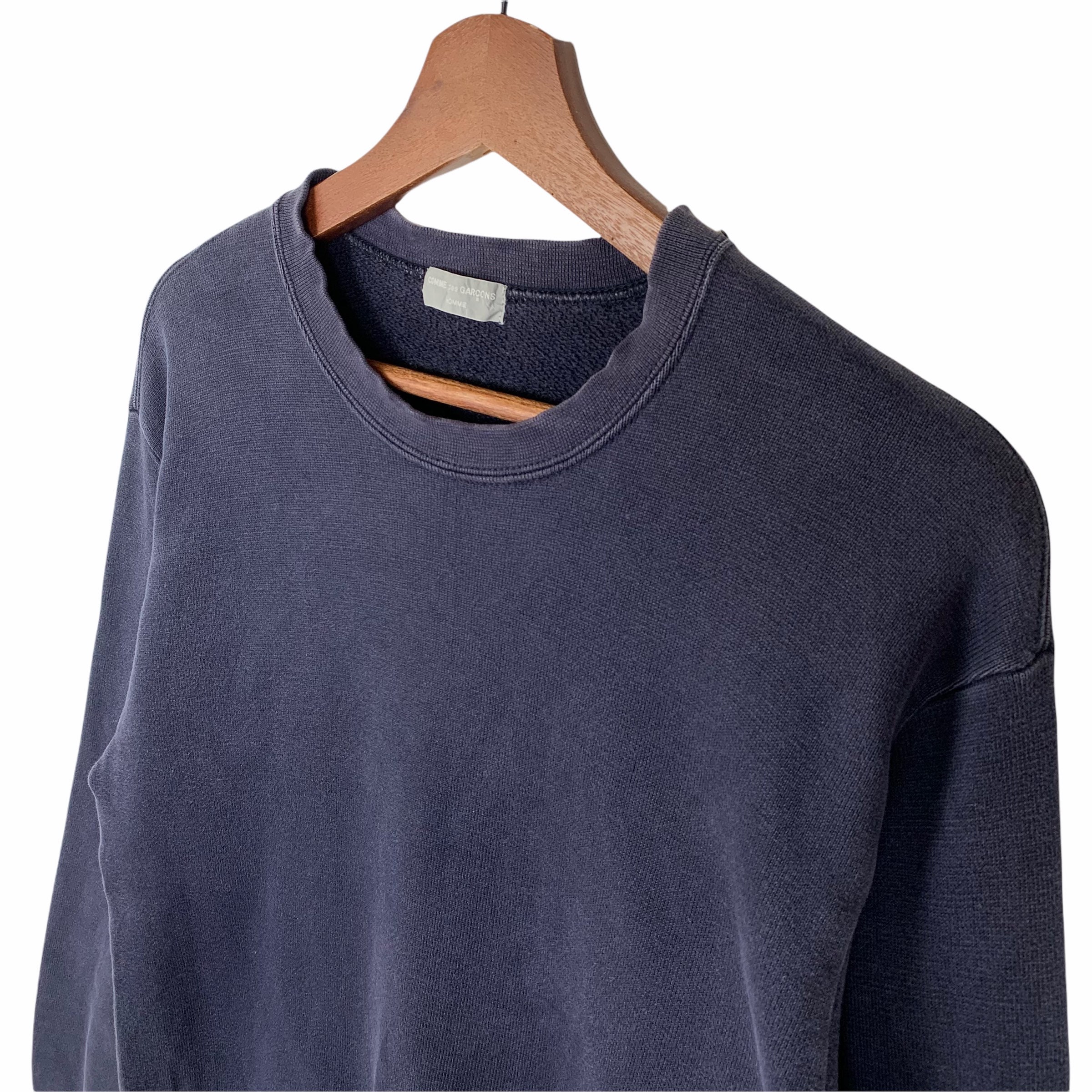 Vintage 90's Comme Des Garcons Sweatshirt: Embroidered Logo, Faded