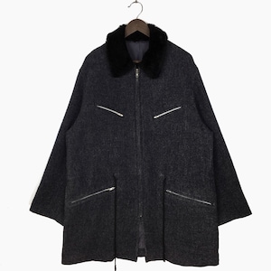 RARE!! Yohji Yamamoto Zipper Tweed Wool Long Coats Jacket | Y&#39;s for Men Long Jacket By Yohji Yamamoto Japanese Designer Size Medium Men