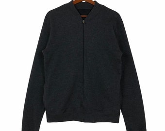 Vintage 90s PRADA Wool Jacket - Navy Blue Zip up Hooded Jacket