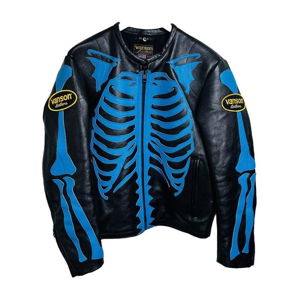 Very Rare!! Vanson Leather Clair De Lune Skeleton Bones