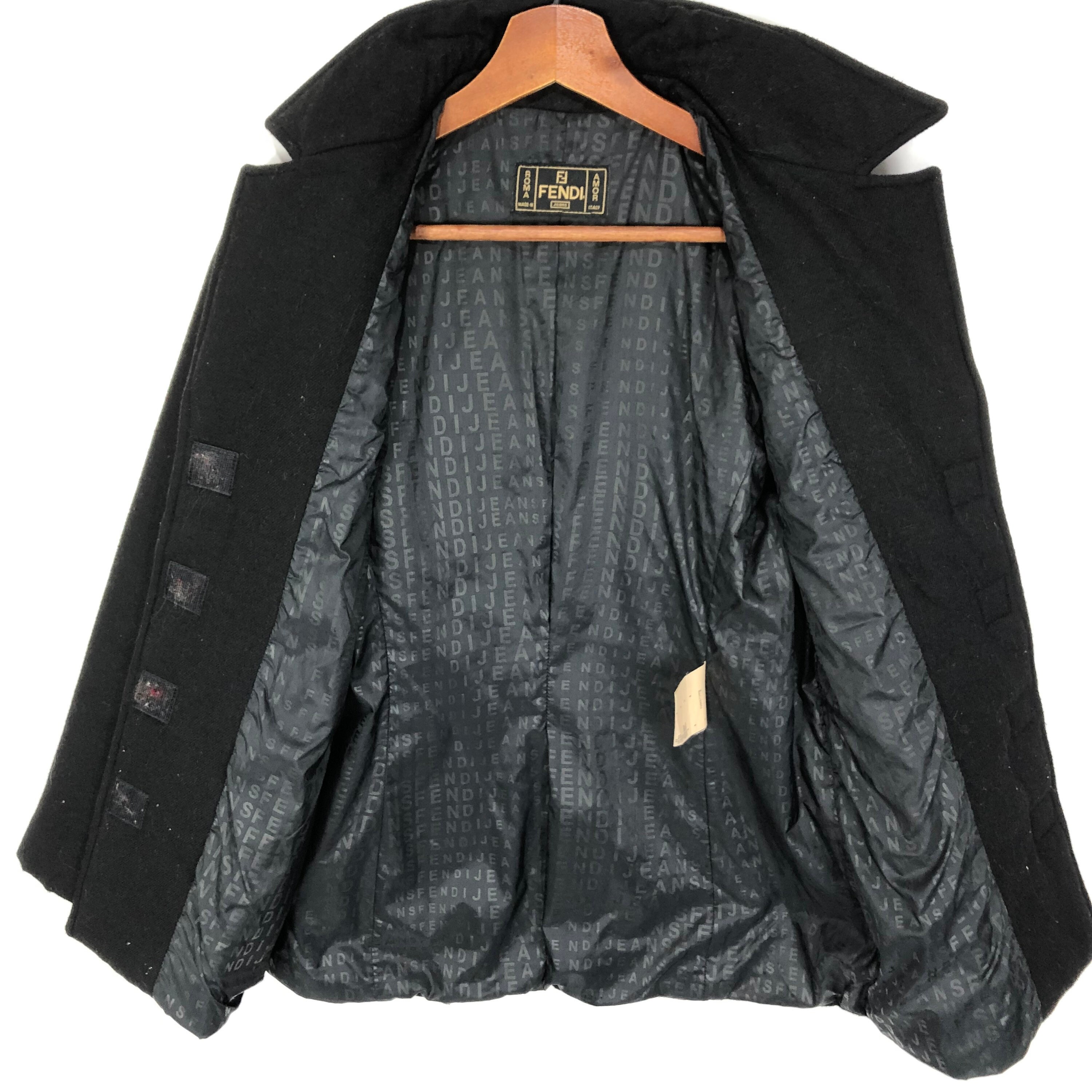 Vintage Fendi Women Wool Jacket Fendi Black Coat Size 34 - Etsy