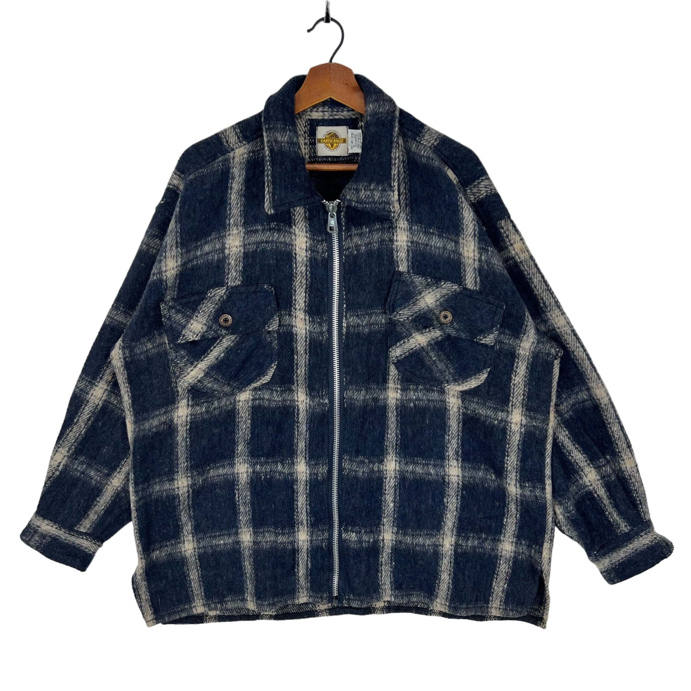 Vintage Earth Rags Mexico Plaid Jacket Earth Ragz Zip up Vintage Earth Rags Mexico Plaid Jacket Earth Ragz Zip up