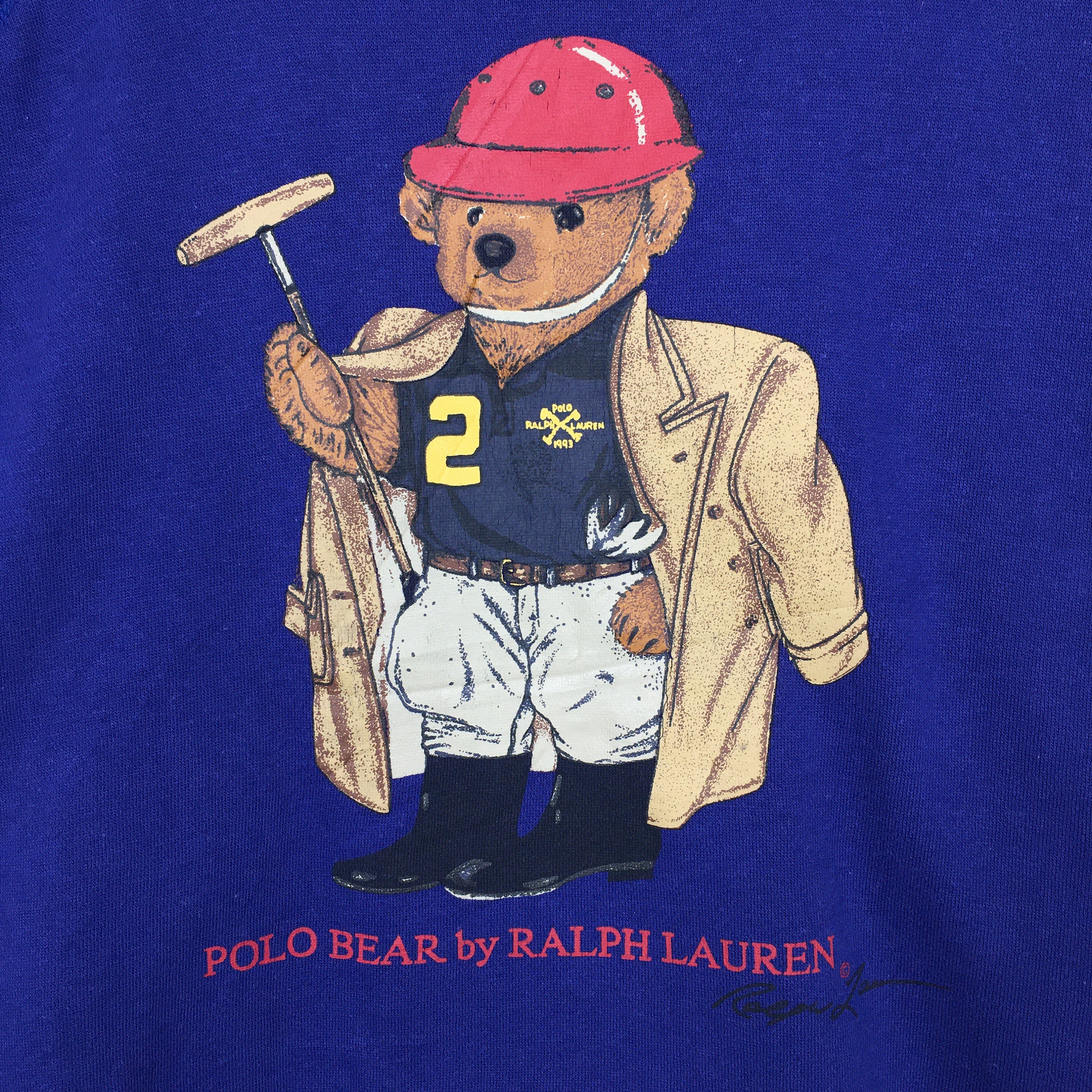 Vintage 90s Ralph Lauren Polo Bear Sweatshirt - Blue Medium - Etsy