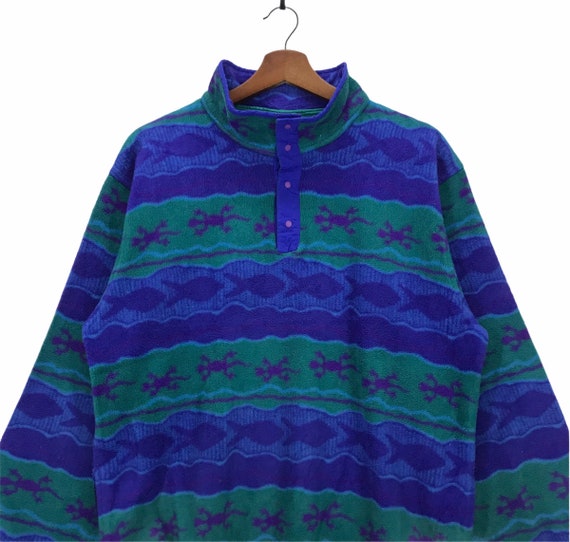 Snap Button Fleece Jacket Aztec Pop Art 