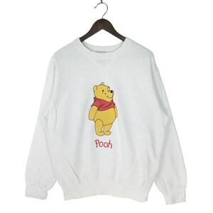 Vintage 90s Disney Winnie The Pooh Sweatshirt Crewneck Made In USA Big Logo Pullover Jumper Size M