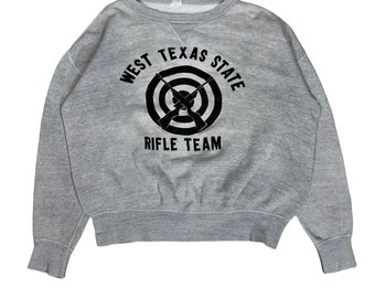 Very RARE!! Vintage 1940s Single V West Texas State Rifle Team Pullover Sweatshirt