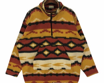 Chaqueta polar azteca vintage con estampado navajo multicolor (grande)