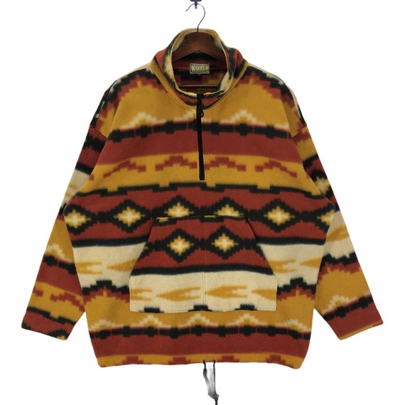 Vintage Aztec Fleece Jacket Multicolor Aztec Nava… - image 1