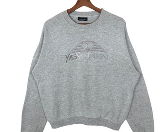 ヴィンテージ イヴ サンローラン スウェットシャツ セーター 刺繍 ロゴ