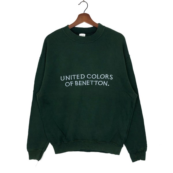 Vintage United Colors Of Benetton Rundhals-Sweatshirt Große Stickerei Spellout United Colors Of Benetton Pullover Pullover