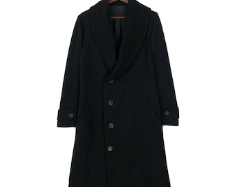Abrigo largo de lana con cuello chal de Yohji Yamamoto - Y’S - Hecho en Japón