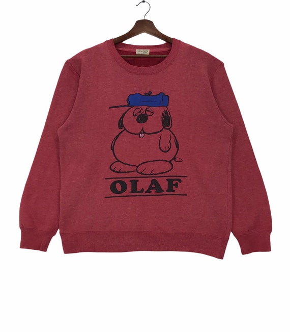 Vintage Peanuts Cartoon Sweatshirt Spellout Olaf P