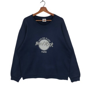 Vintage Hard Rock Cafe Paris Sweatshirt Crewneck Embroidered Logo Sweatshirt Size Large