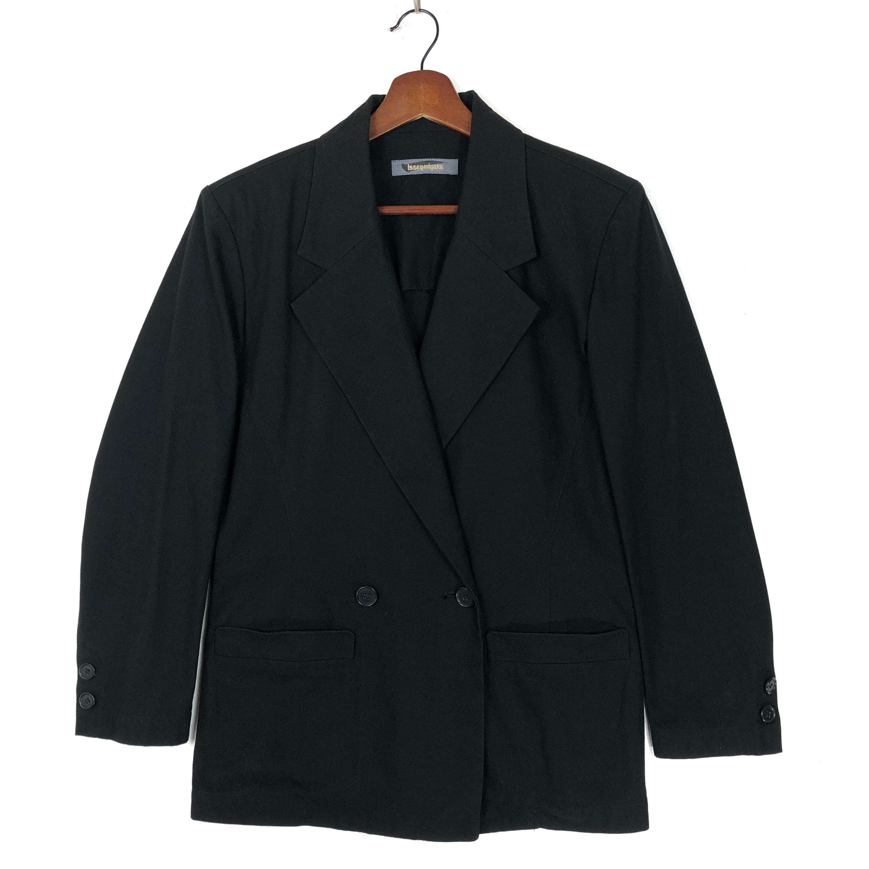 Vintage 90's Issey Miyake Double Breast Jacket Coat Black Size