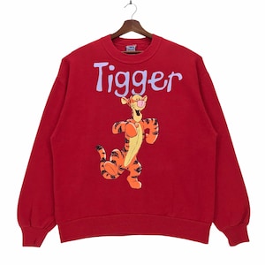 Moletom vintage dos anos 90 TIGGER Walt Disney, gola redonda, personagem de desenho animado TIGGER, Pooh, amigo Tigger, pulôver, tamanho grande, camisa vintage.