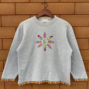 Vintage Yves Saint Laurent Sweatshirt Pullover Multicolored Embroidery YSL Pullover Jumper