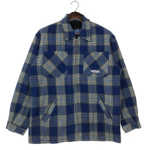 May include: A blue and yellow plaid flannel shirt jacket with a zipper closure. The jacket has two chest pockets and a small logo patch on the left chest that says "California".