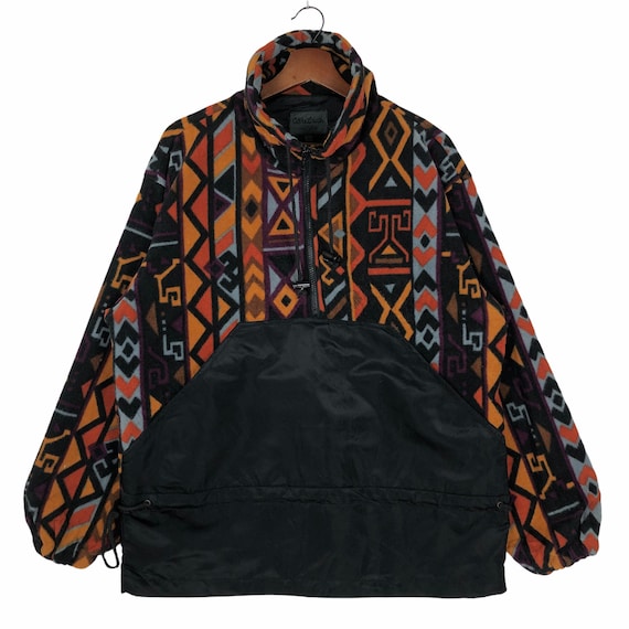Vintage Multicolored Aztec Design Fleece Jacket Na