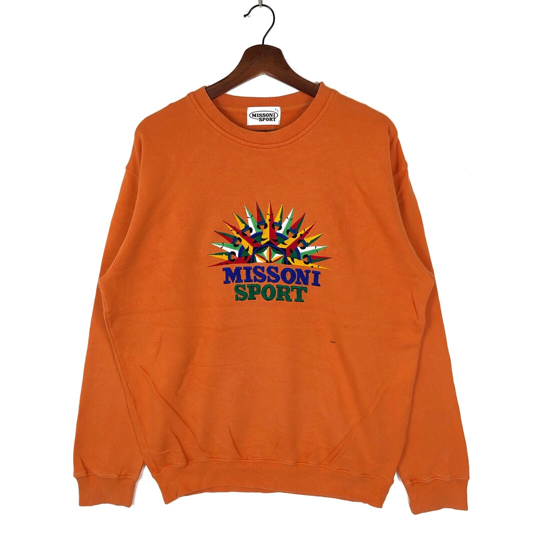 MISSONI★リバーシブルジャケット オレンジタグ マルチカラー 2XL相当 Vintage Missoni Sport Sweatshirt Crewneck Big Logo Multicolored