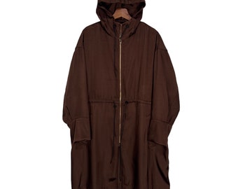 Brown Polyester Parka Jacket - Women's Size 38