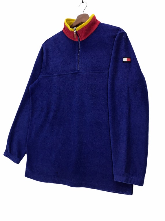 Vintage 90s Tommy Hilfiger Half Zip Fleece Sweatshirt Small Logo Streetwear Style Pullover Medium Size Vintage Sweatshirt. Etsy Ireland