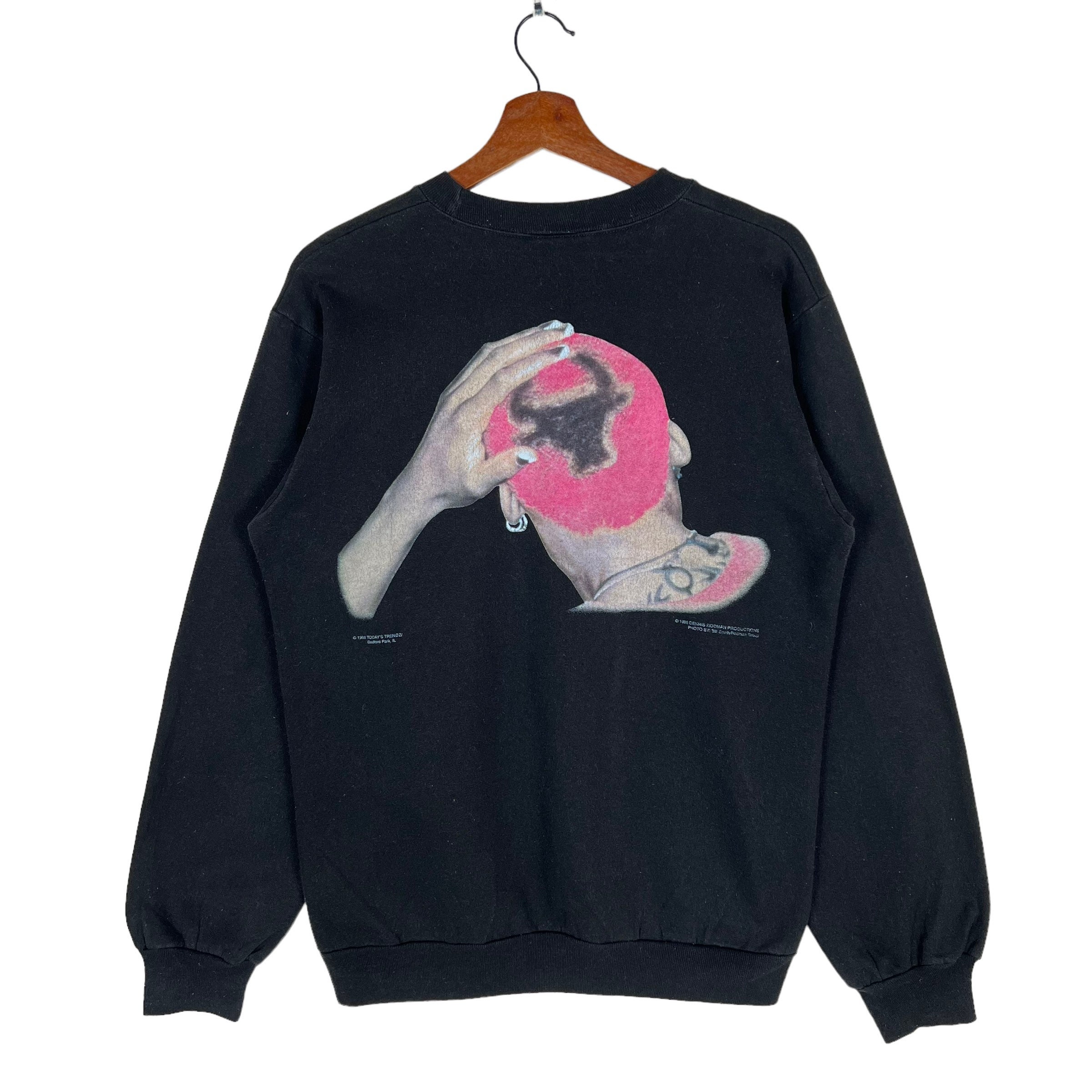 Vintage 90s Dennis Rodman Sweatshirt: Chicago Bulls Legend, Size 
