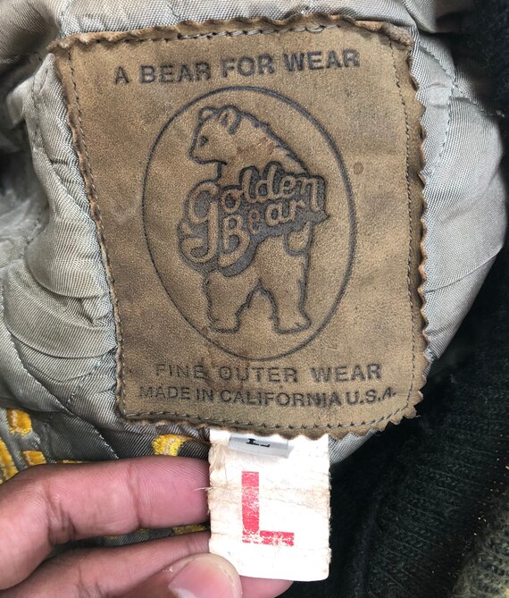 90s Golden Bear/OCTOPUS ARMY スタジャン/L Shop Vintage Golden Bear Octopus Army Varsirty Jacket-Size M, Made