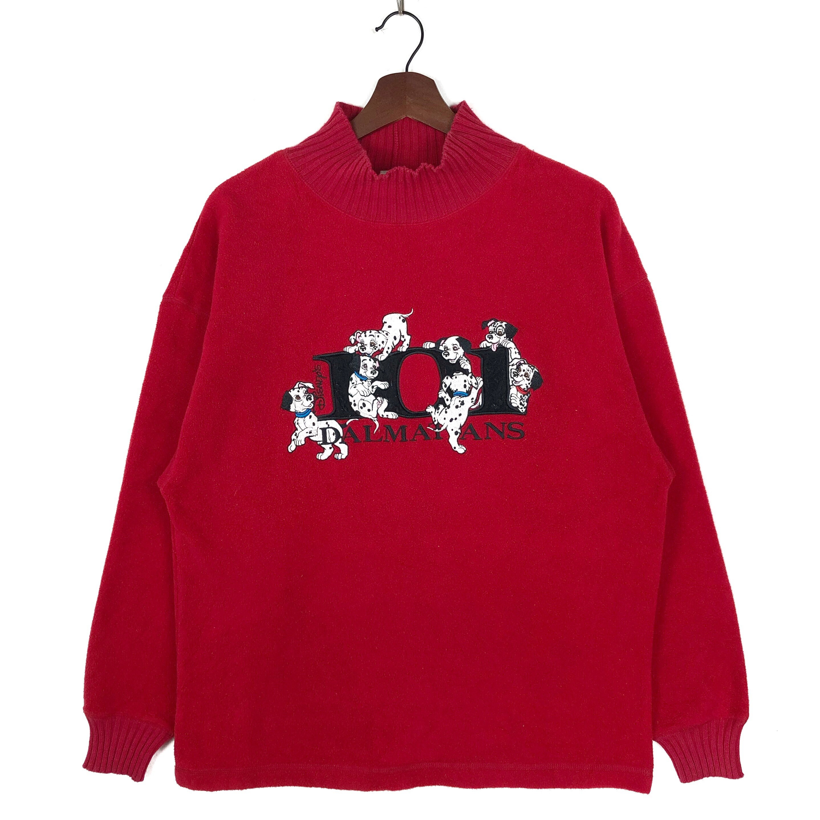 Vintage 90 s Disney 101 Dalmatians Pullover Fleece Sweatshirt Red Color Size Large