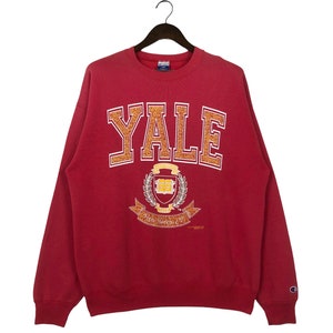 Vintage 90’s YALE University Crewneck Sweatshirt Big Logo YALE University Jumper Pullover by Champion Size Large
