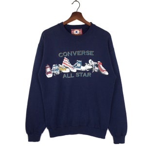 Vintage 90’s Converse Sweatshirt Crewneck Printed Converse Trademarks Shoes Graphics Converse