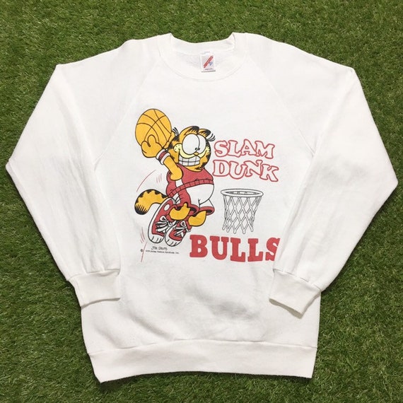 80s Cat Garfield Slam Dunk Bulls Sweatshirt Crewne