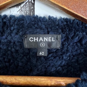 Chanel CC Navy Wool Teddy Sweater Size 40 image 7