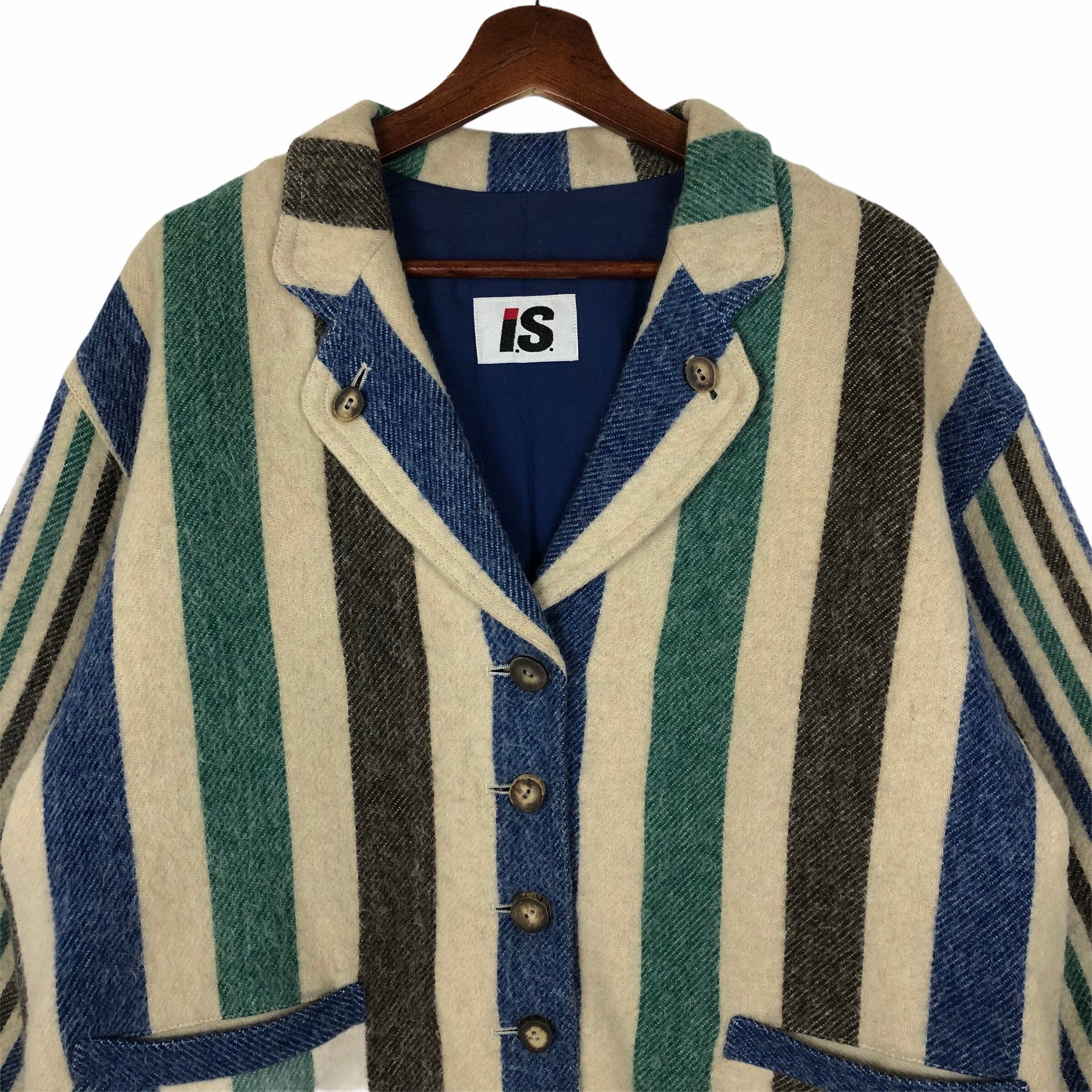 ジャケット・アウター ISSEY MIYAKE Wool Jacket archive Vintage Issey Sport Wool Jacket: 90s Multicolored Stripe - Etsy