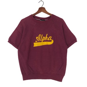 Vintage 80’s Alpha Raglan Crewneck Sweatshirt Alpha Short Sleeve Sweatshirt
