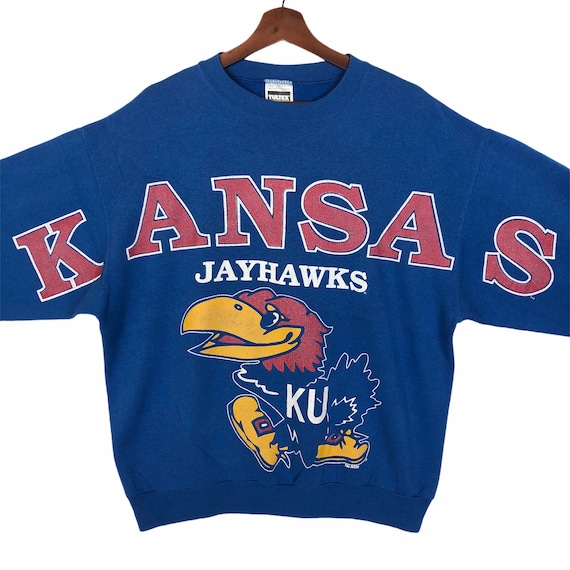 Vintage 90s Kansas University Jayhawks Sweatshirt Big Logo Kansas
