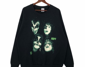 Vintage 90’s KISS Sweatshirt Crewneck Kiss Army Depot Chikara 90’s Rock Band Tee Top Jumper Pullover Sweatshirt