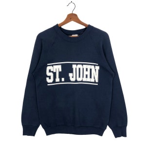 Vintage 80s ST John University Sweatshirt Spellout Logo Size Small